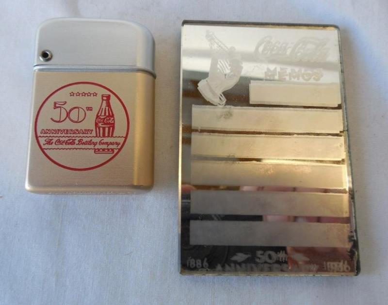 Coca-Cola 50th Anniversary Lighter /Memo Mirror Memo