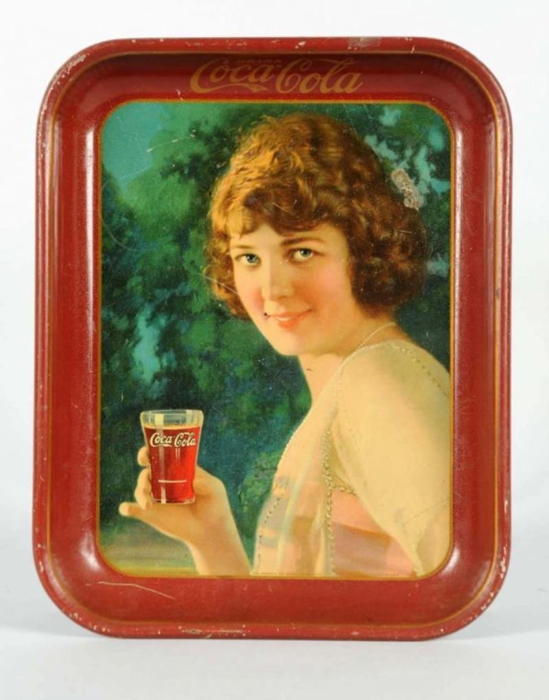 1924 Coca-Cola Maroon Rim Serving Tray.
