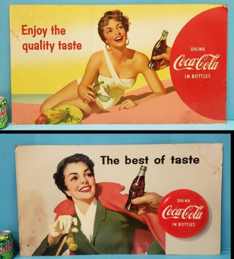 1956 Coca Cola Double sided Cardboard Sign