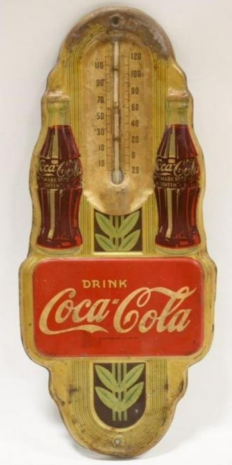 Early Coca-Cola Embossed Adv Thermometer