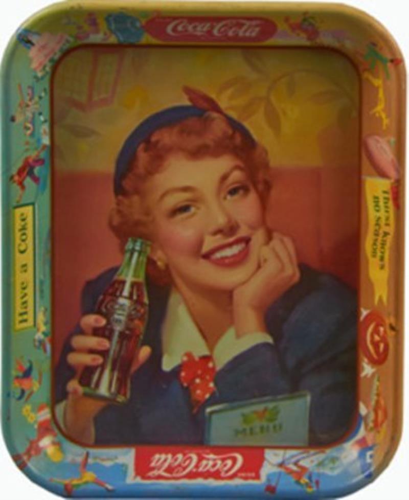 1950s Drink Coca-Cola Tin Serving Tray 13''''x10''''