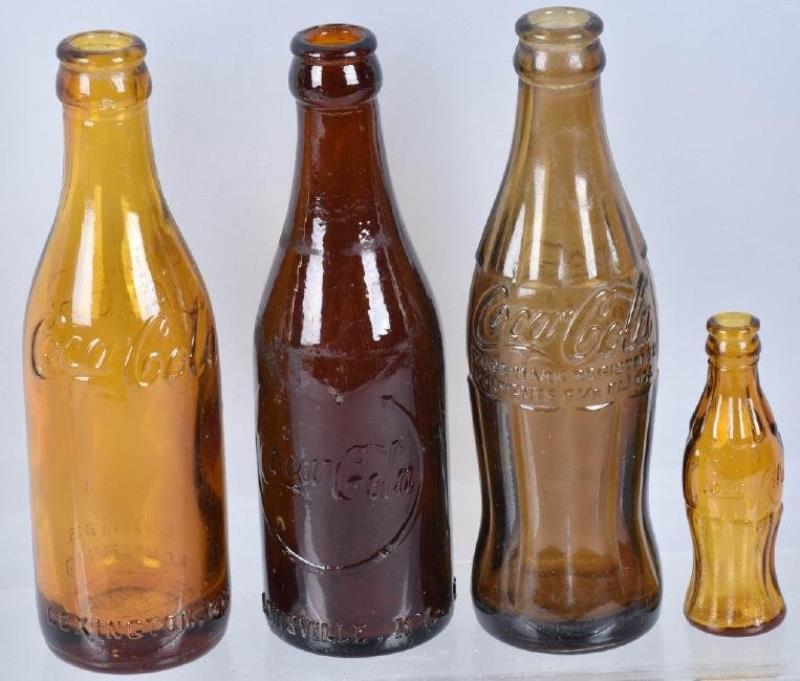 4-AMBER COCA COLA BOTTLES