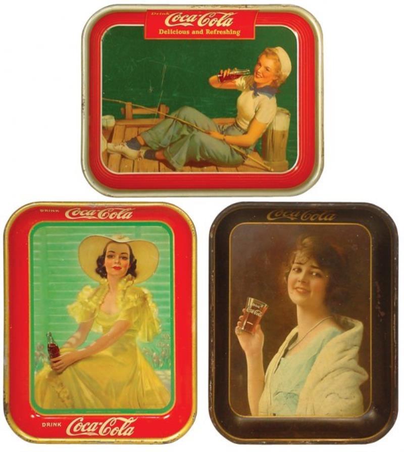 Coca-Cola serving trays (3), 1923, 1938 & 1940, G