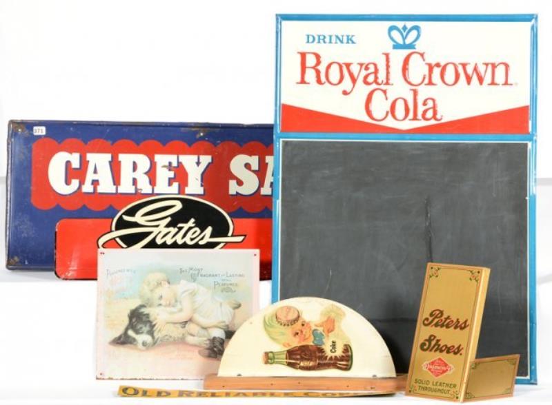 LARGE GROUP OF ASSORTED VINTAGE TIN ADVERTISING SIGNS