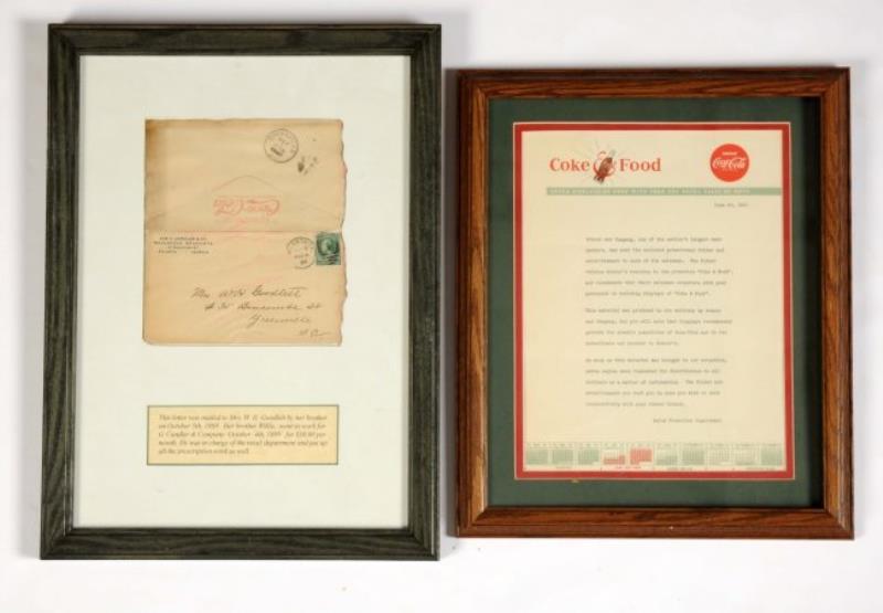 Framed Coca-Cola Letterhead & Envelope