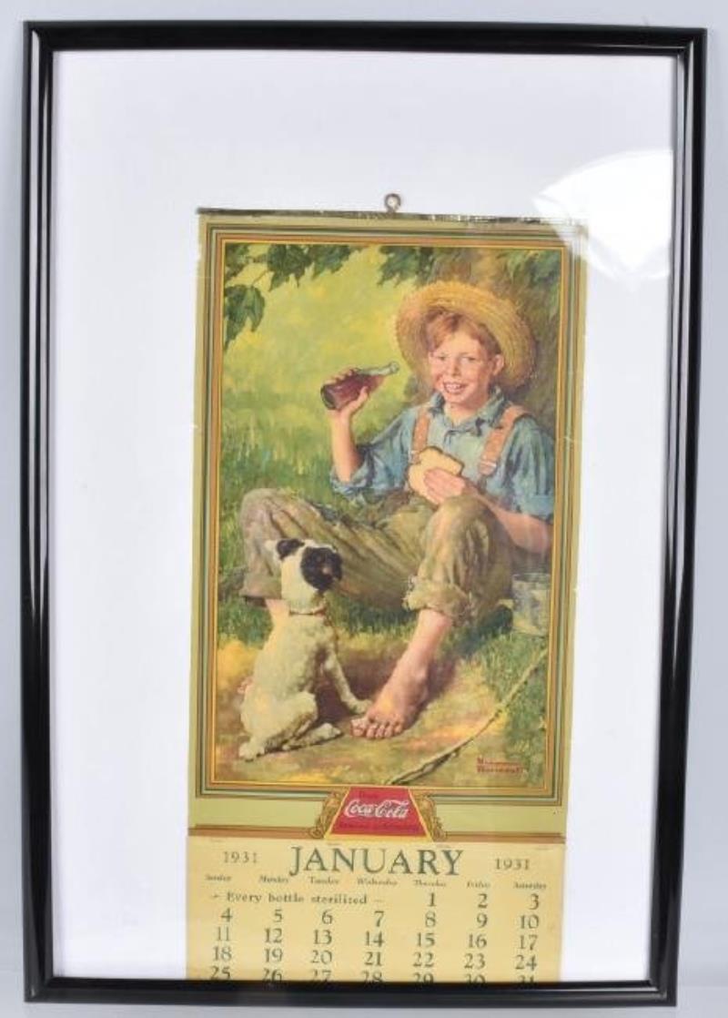 1931 COCA COLA CALENDAR, FISHING BOY, N. ROCKWELL