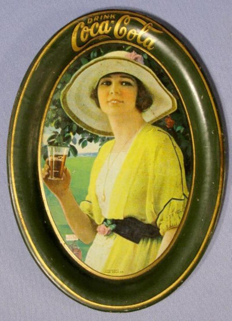 Coca Cola 1920 Tin Litho Tip Tray, Oval