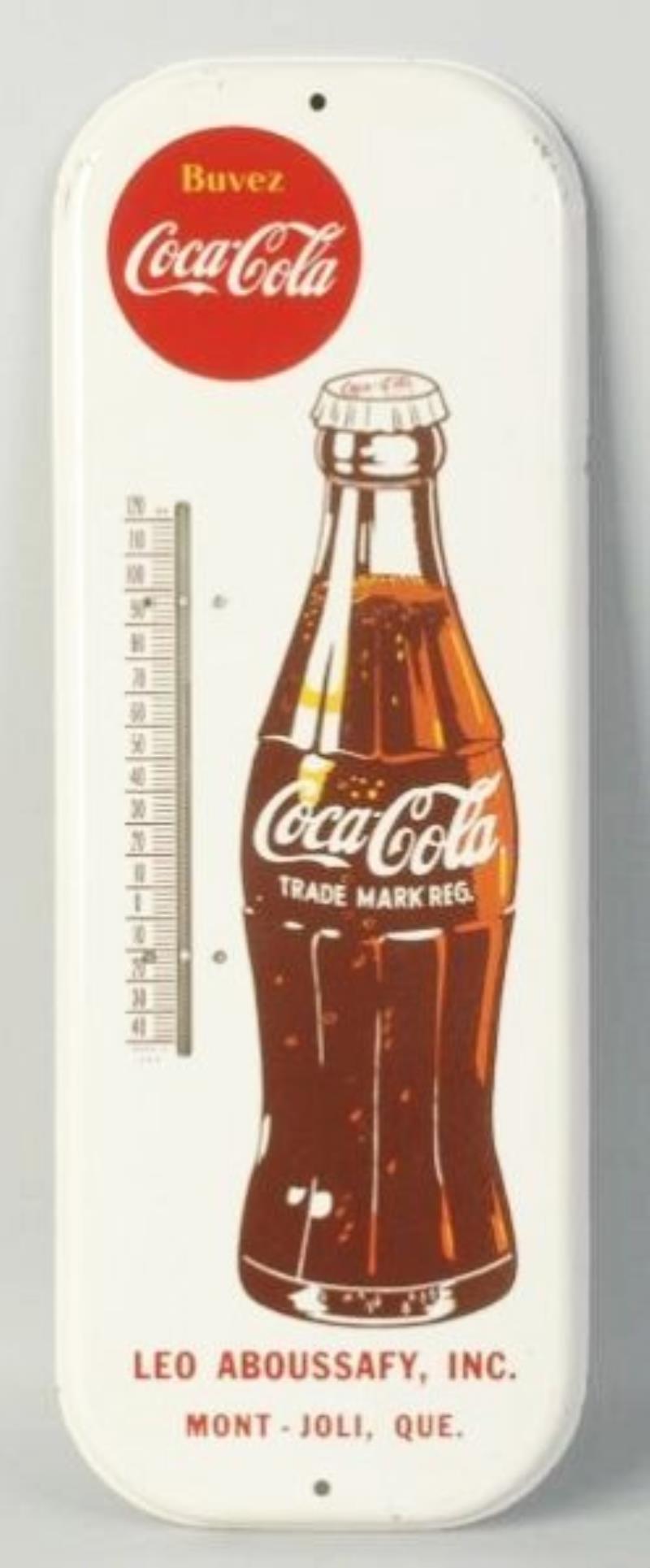 1950s French Coca-Cola Tin Thermometer.