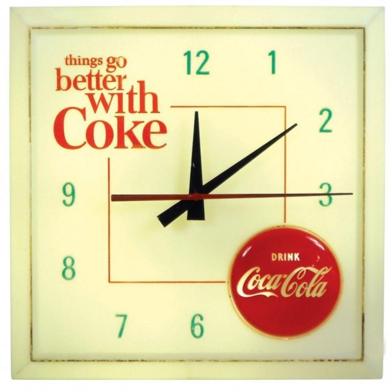 Coca-Cola Clock, "things go better with Coke," molded