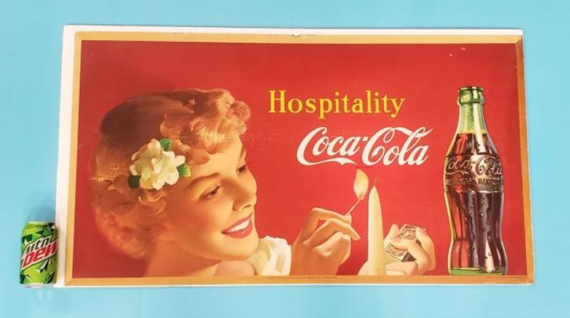 1950 Coca Cola Cardboard Sign Hospitality