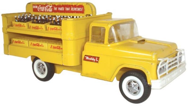 Coca-Cola truck, Buddy L, pressed steel, yellow,