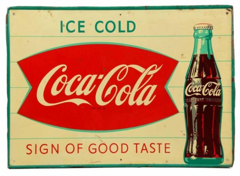 1950's Coca-Cola Self Framed Tin Sign
