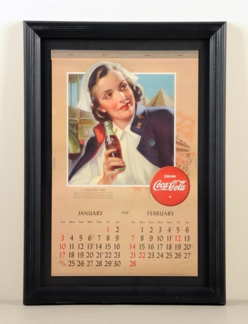 1943 Framed Coca-Cola Calendar.