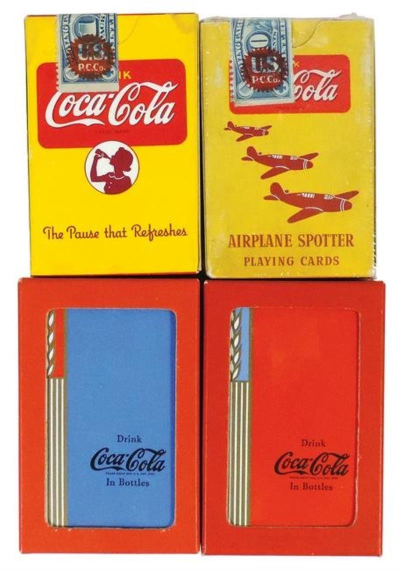 Coca-Cola Playing Card Decks (4), 1939 Blue & Red Wheat