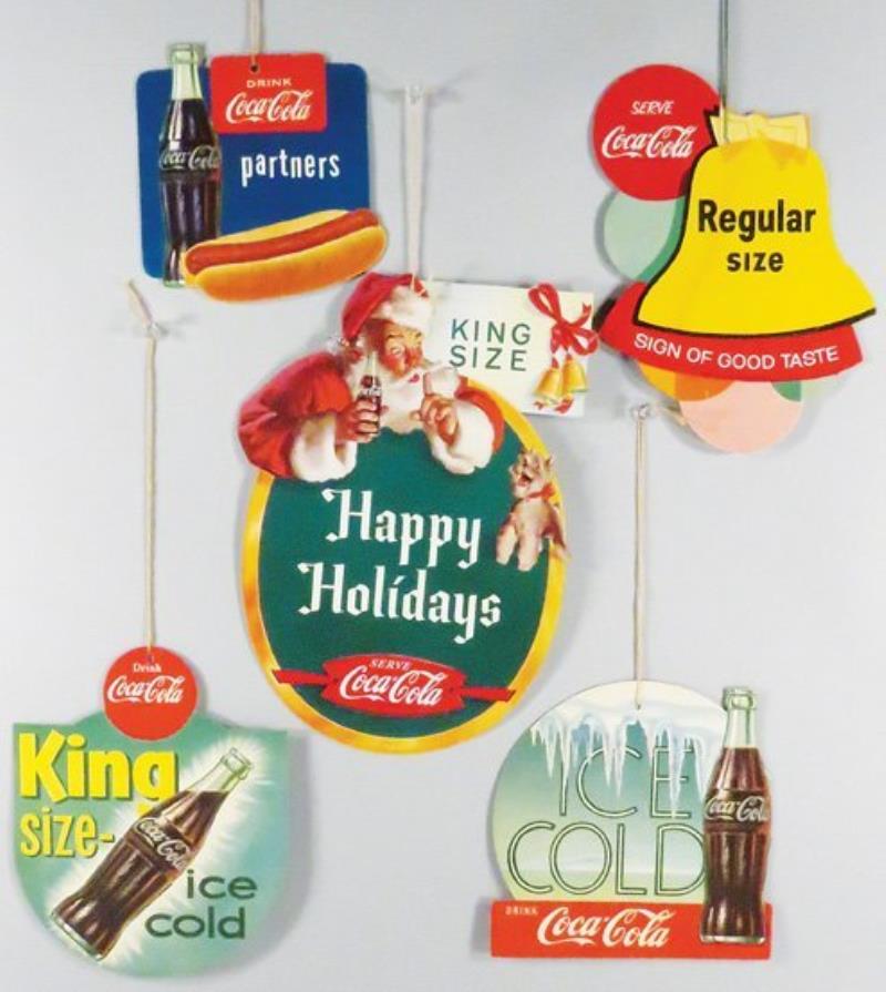 Five Coca Cola Die Cut Cardboard Fan Pulls