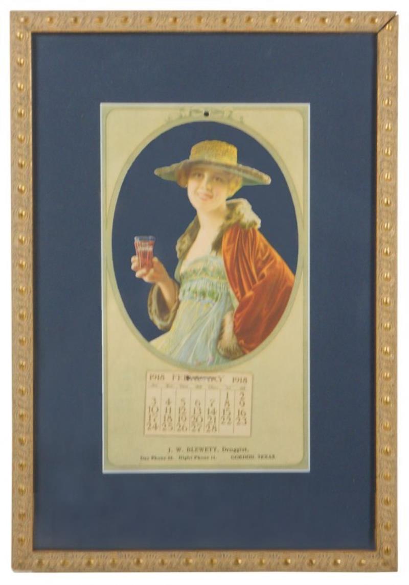 Coca-Cola distributor's calendar, c.1918, featuring