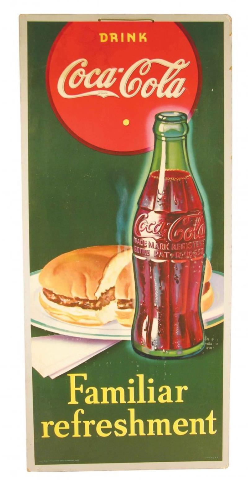 Coca Cola Cardboard Advertising Sign, 1940