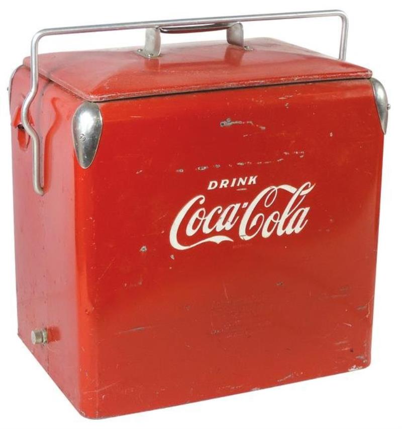 Coca-Cola Picnic Cooler, larger size w/sandwich tray &