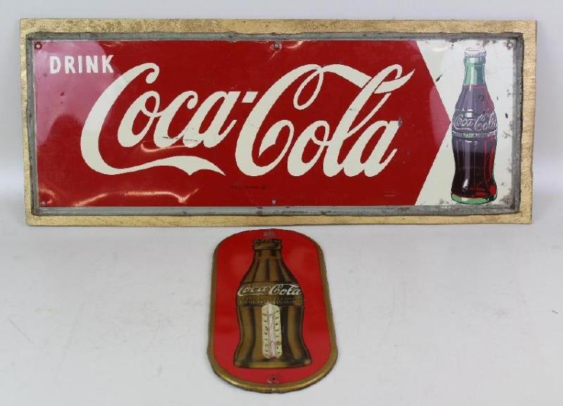 Coca-Cola Enamel Sign and Themometer