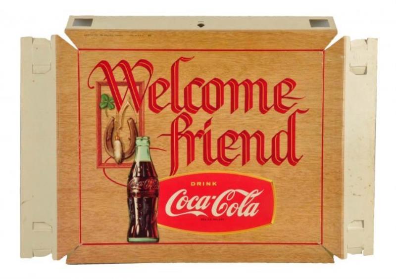 1957 Coca - Cola Cardboard Beveled Sign.