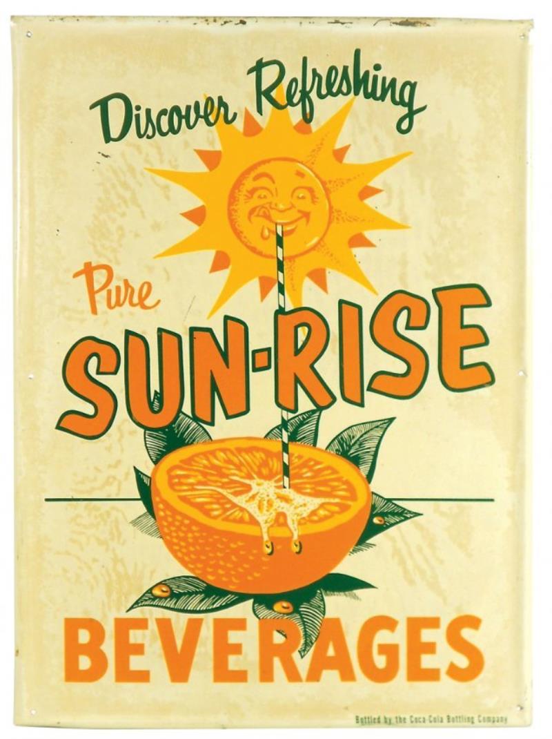 Soda fountain sign, Sun-Rise Beverages, Bottled by the