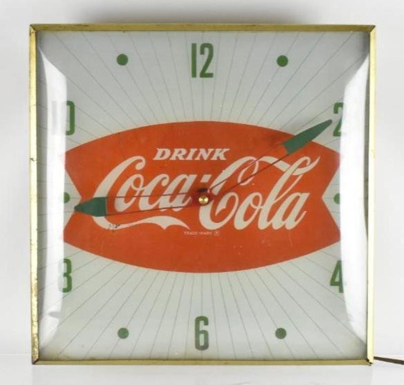 Vintage Coca Cola Double Fish Tail Light Up Advertising