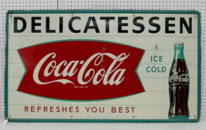 Coca Cola Delicatssen Tin Sign, Circa 1968