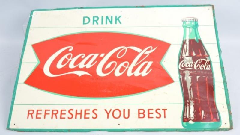 1950s Fish Tail COCA COLA REFRESHES YOU BEST TIN S