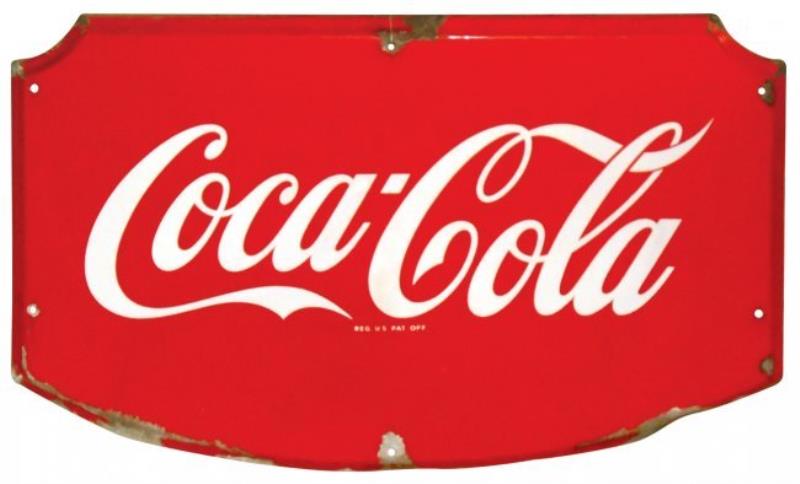 Coca-Cola sign, metal diecut, VG cond w/edge losses,