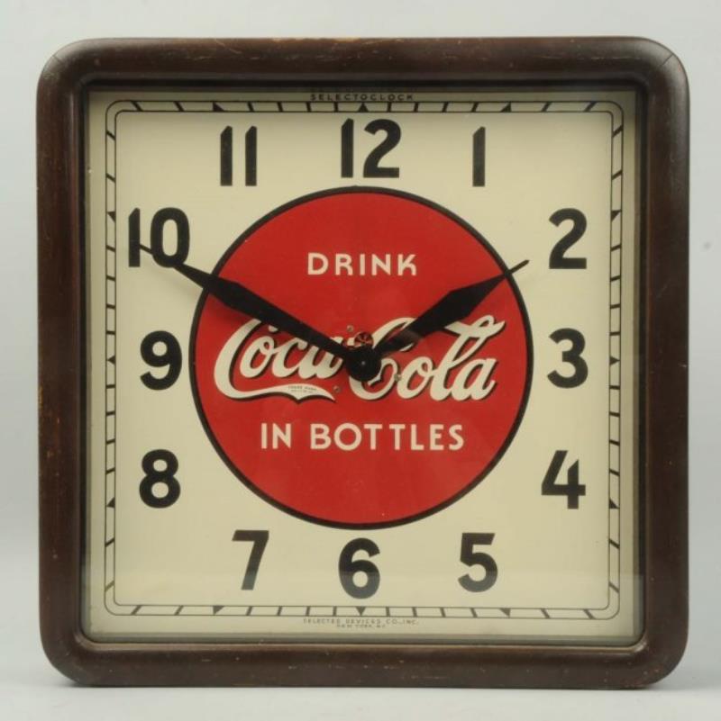 1940s Coca-Cola Wood Framed Clock