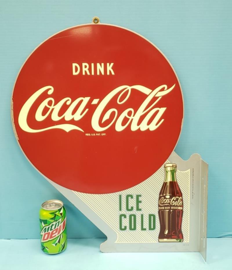 1997 Drink Coca Cola Ice Cold Flange Sign