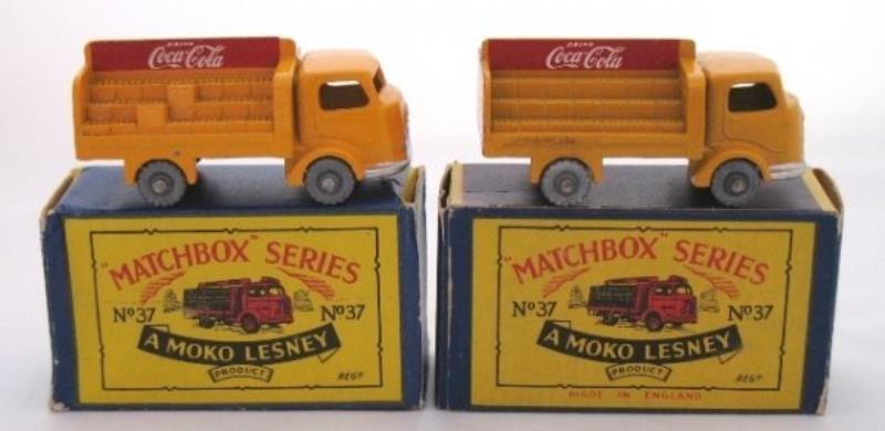 2x Matchbox Regular Wheel 37a + 37b Coca-Cola Lorry