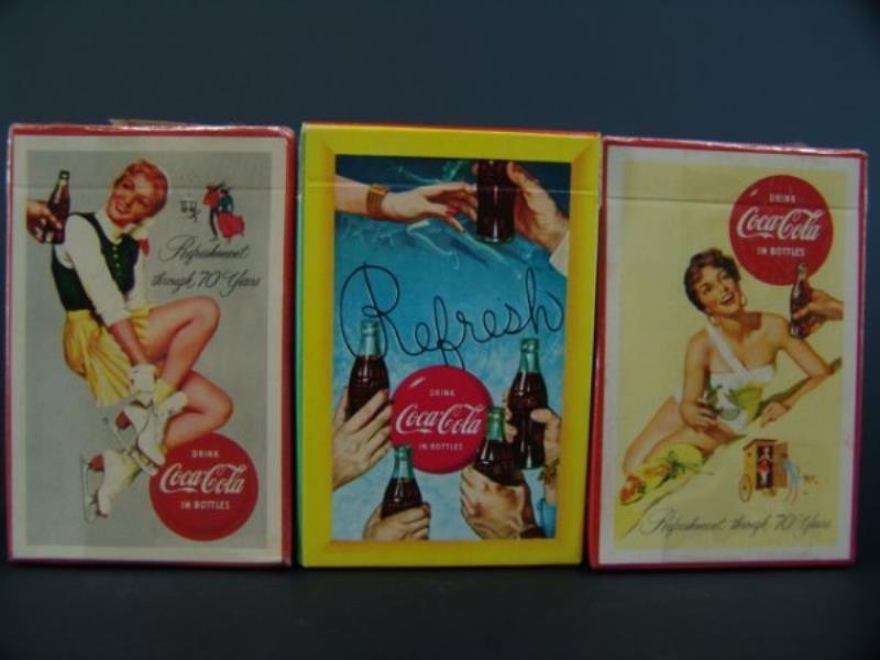3 SEALED '50'S PACKS COCA-COLA PLAYING CARDS