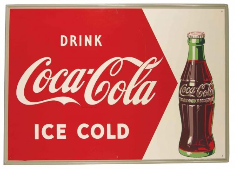 Coca Cola Self Framed Tin Sign, 1950's