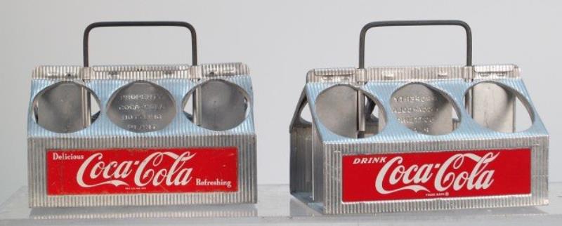 Lot of 2 Aluminum 6 Pack Coca Cola Carriers