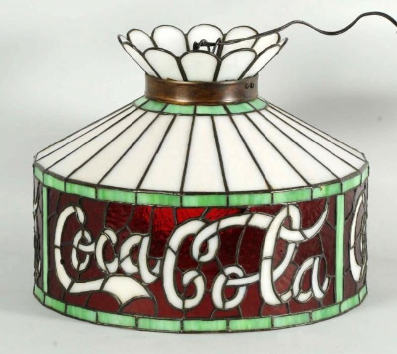 1960s-1970s Coca-Cola Leaded Glass Lamp Shade