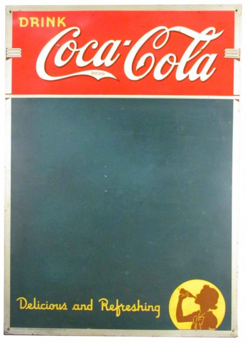 1940 Coca Cola Embossed Tin Blackboard