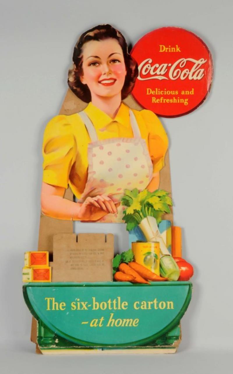 Cardboard Coca-Cola Six Bottle Carton Sign.