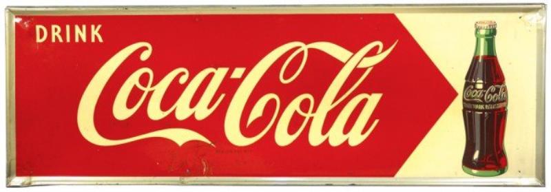 Coca-Cola self-framed metal sign w/bottle graphic