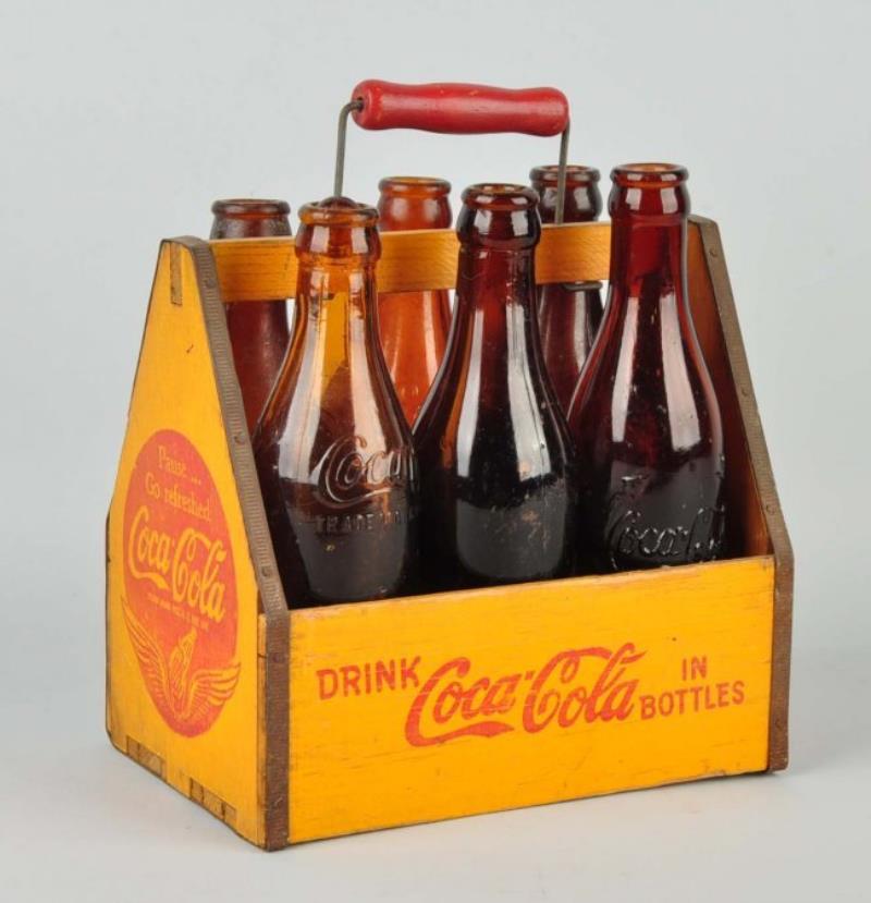 Coca-Cola 6-Pack Carrier w/ Bottles.