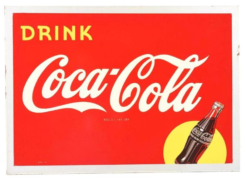 Coca-Cola Masonite Advertising Sign.