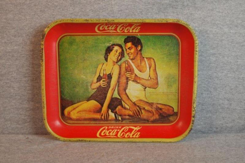 Coca Cola 1934 tray with Johnny Weissmuller and M