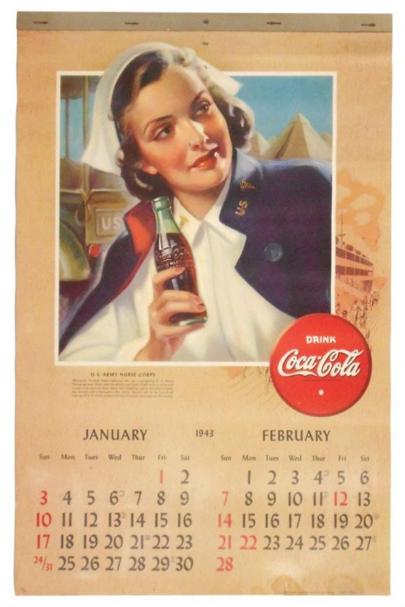 Coca-Cola calendar, c.1943, "US Army Nurse Corps,"