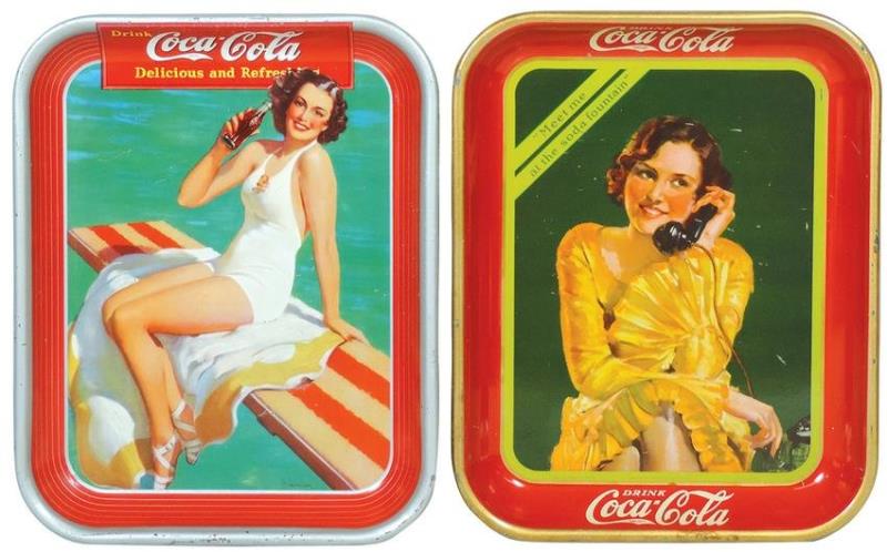 Coca-Cola Serving Trays (2), 1930 Telephone Girl &