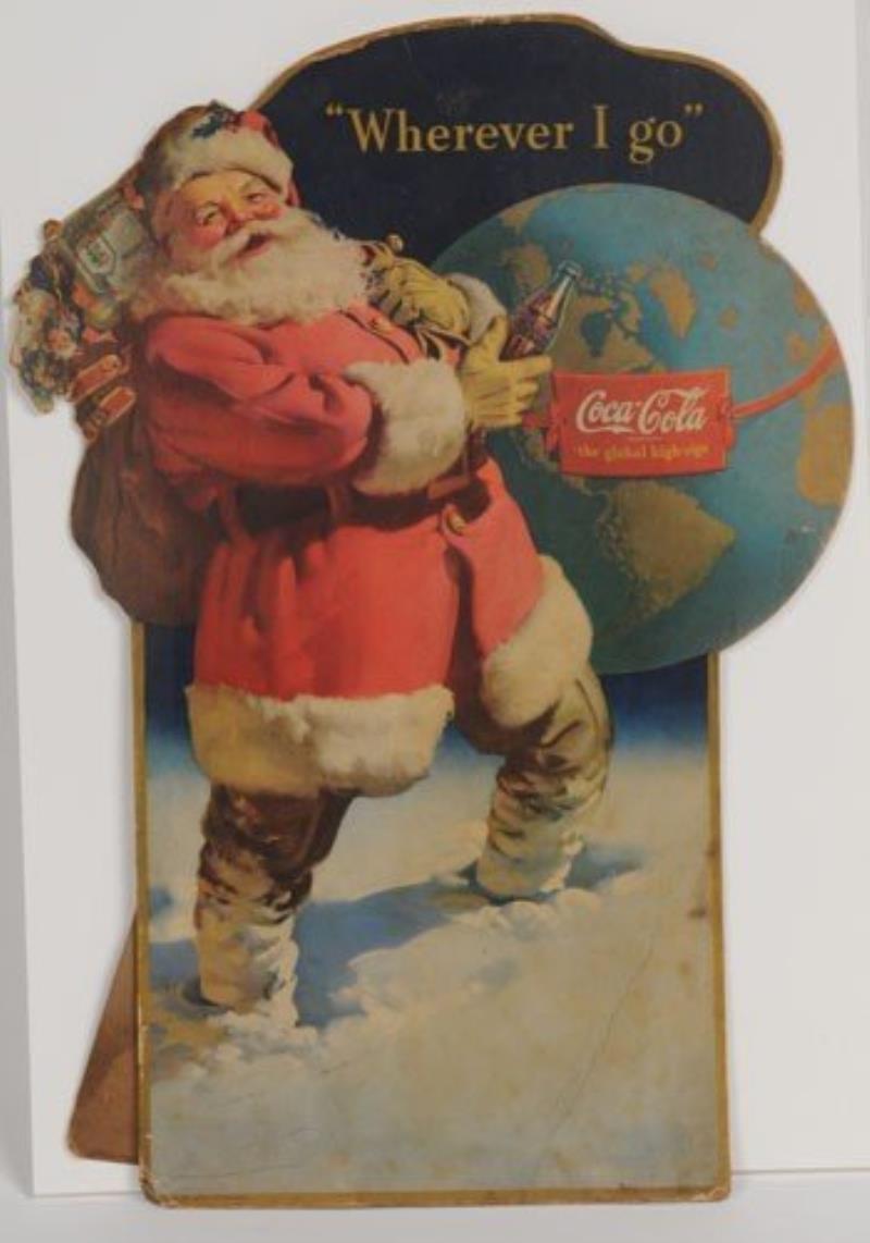 1943 COCA-COLA SANTA CUT-OUT EASEL BACK SIGN