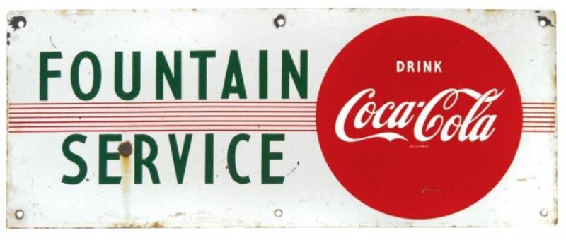 Coca-Cola Fountain Service porcelain sign, Good co