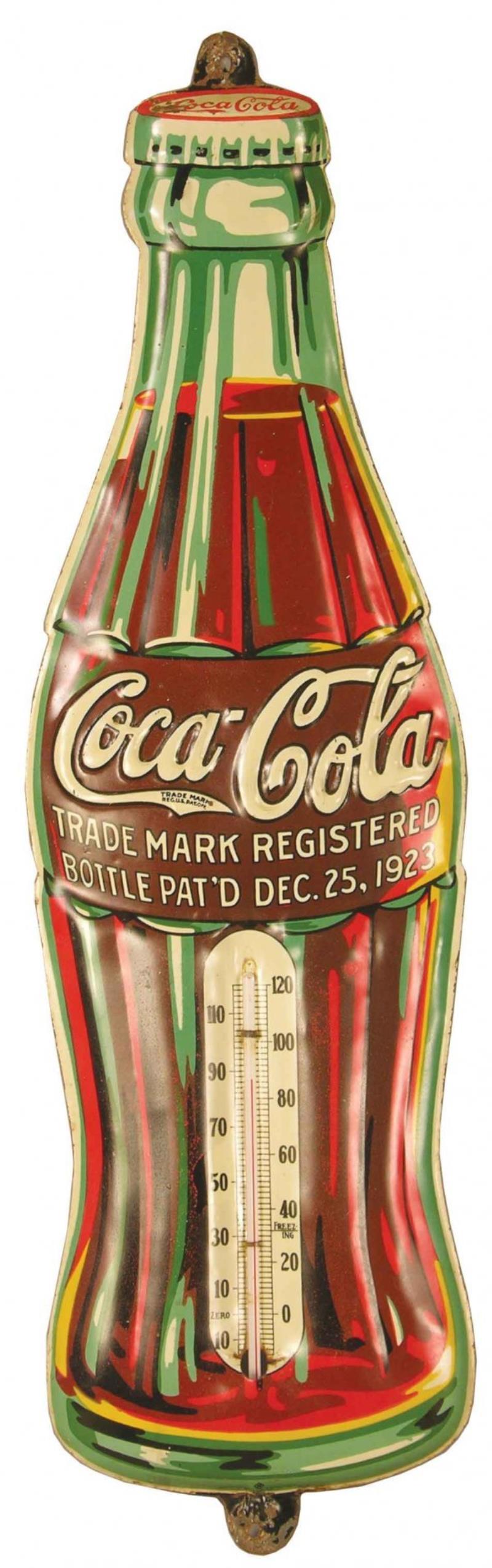Coca Cola Tin Bottle Advertising Thermometer