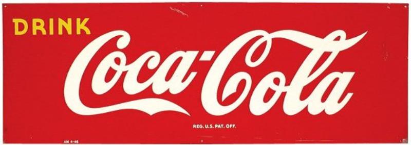 Coca-Cola enamel on metal sign, "Drink Coca-Cola"