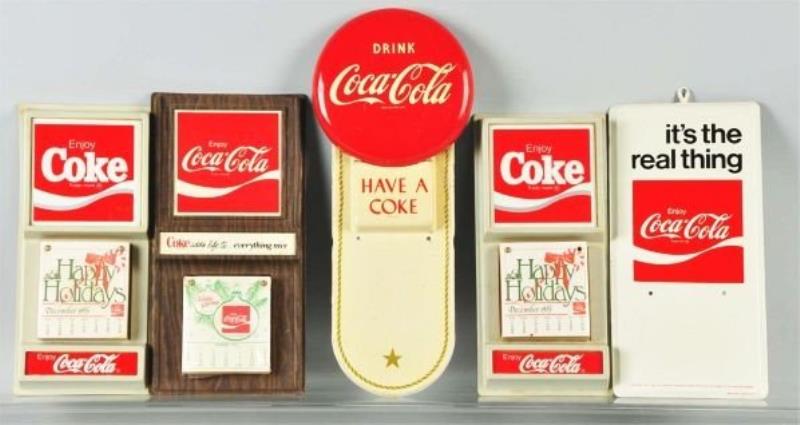 Lot of 5 Tin & Plastic Coca-Cola Calendar Holders