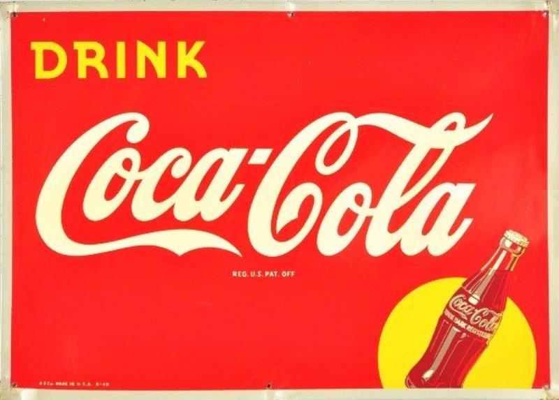 1948 Tin Coca-Cola Sign.